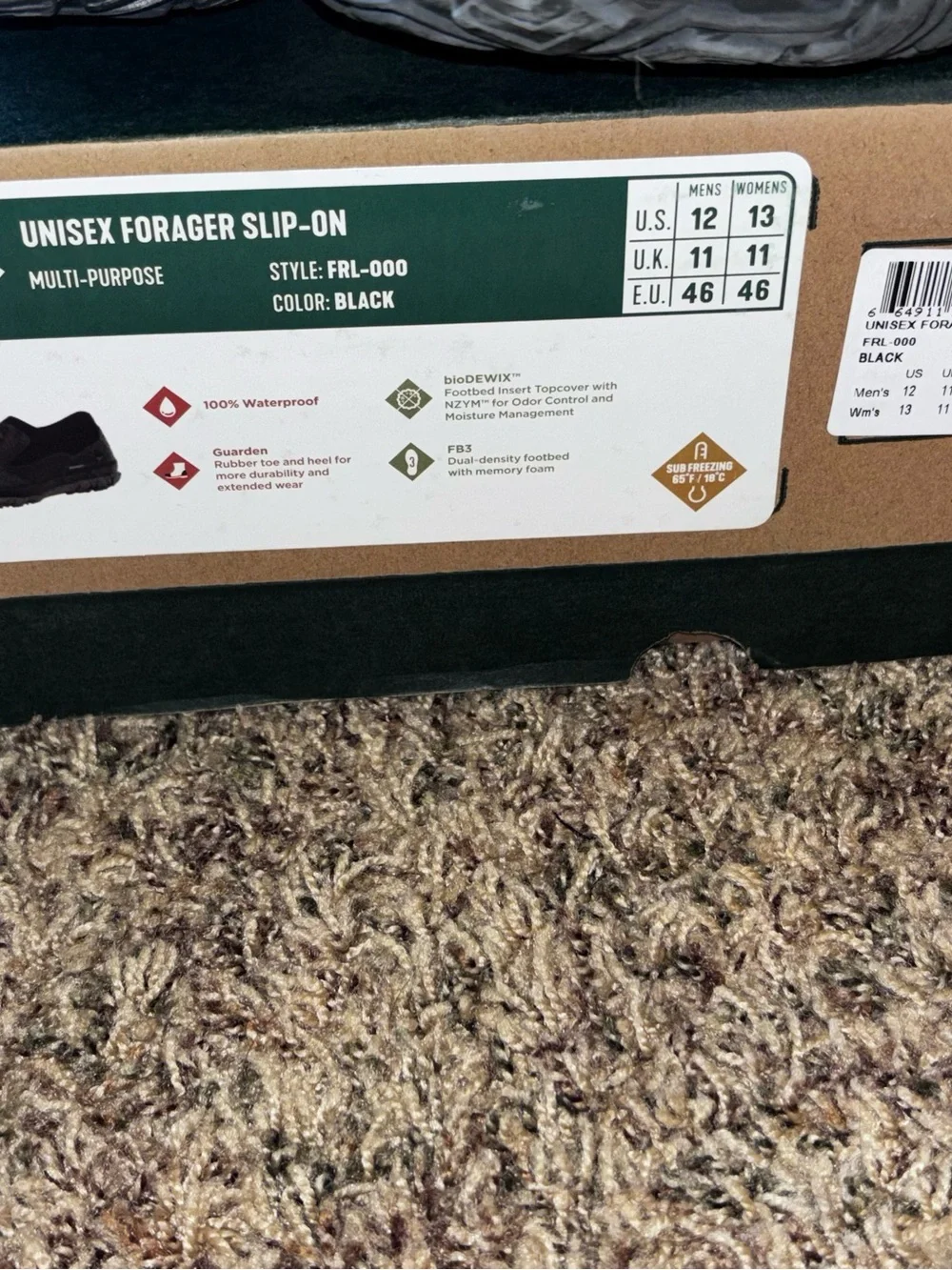 Muck Boot Company Mens Forager Slip On Shoe Black Waterproof FLR-000 Size 12 New